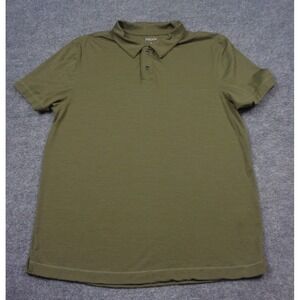 Proof Polo Shirt Mens Medium Green 72 Hour Merino Wool Short Sleeve Snap Collar